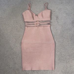 Pink cut out stretchy mini dress